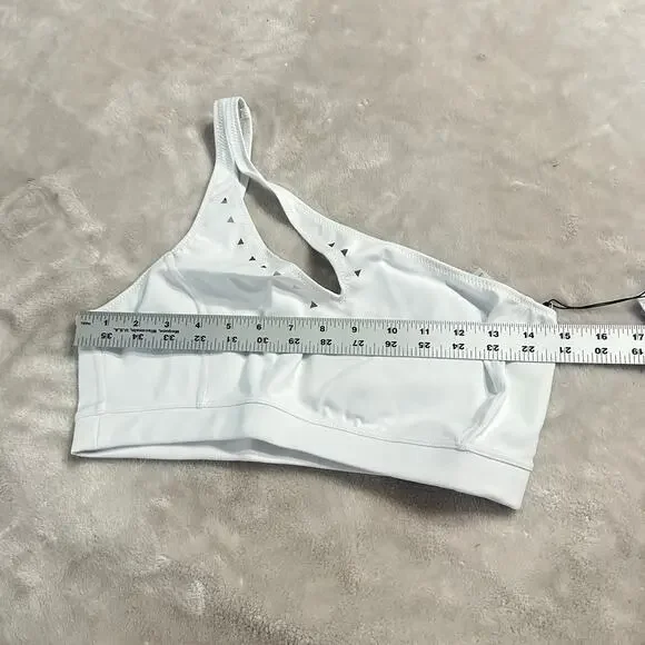 GIGI C Jacqui Sports Bra Women's Medium White One Shoulder Cutout Asymmetrical